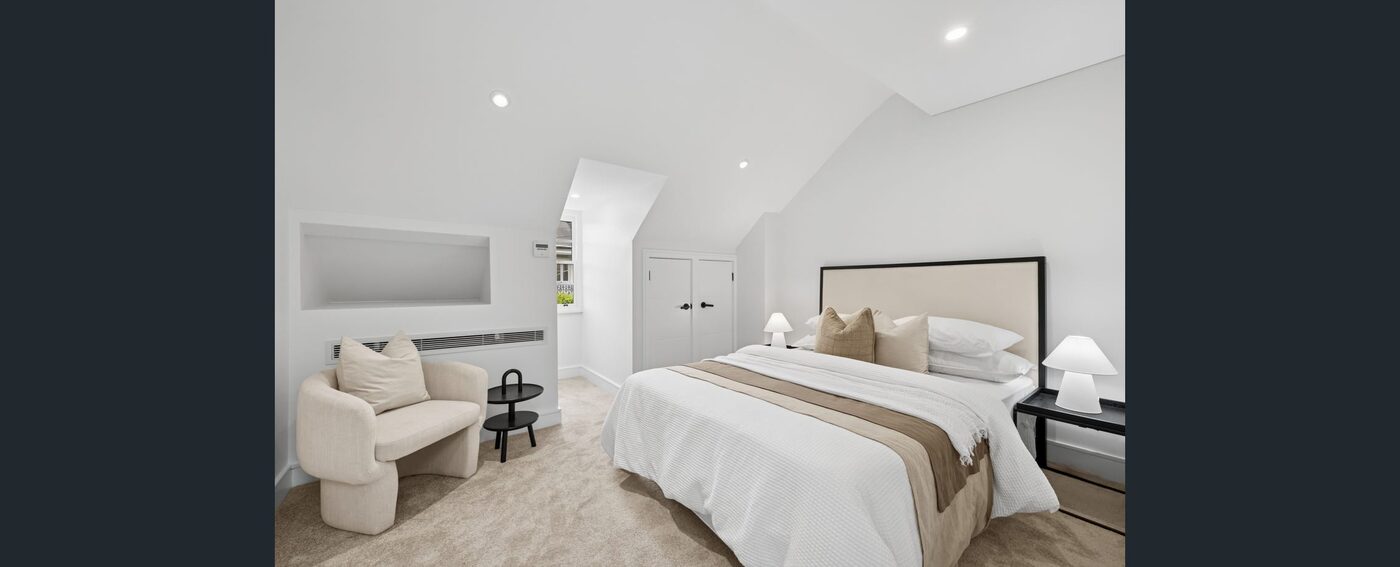 A finished bedroom in the renovated home